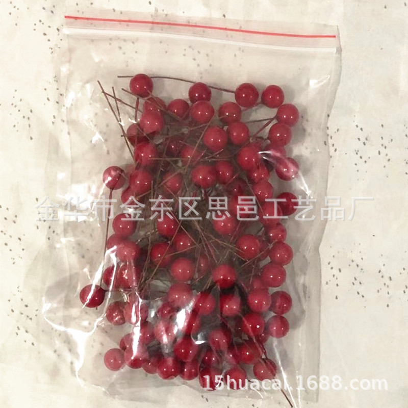【10mm仿真单头果】100个红色泡沫浆果 樱桃珠光果圣诞用品厂家详情图5