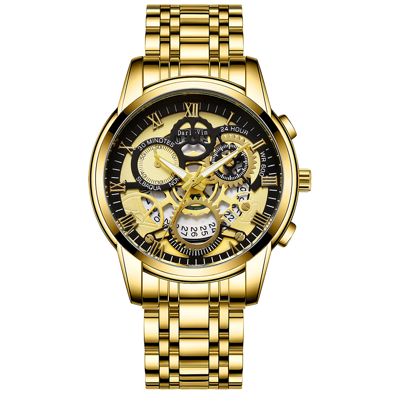 Men With Calendar Quartz Waterproof Watch Automatic Fashion Explosive Steel Belt Men's Watch Specification drawing