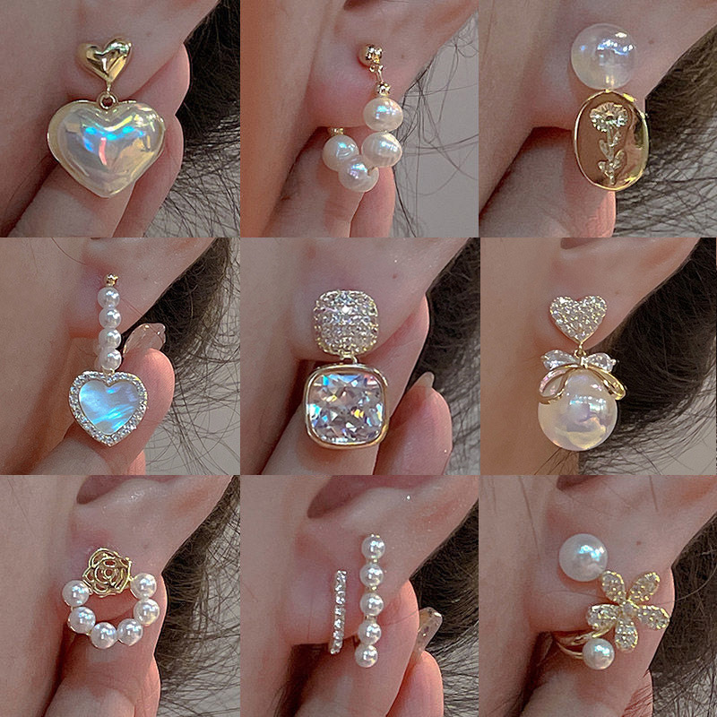 Pearl earrings with a gentle and niche design, pure silver earrings with a light luxury and high-end feel, the latest trend in 2022