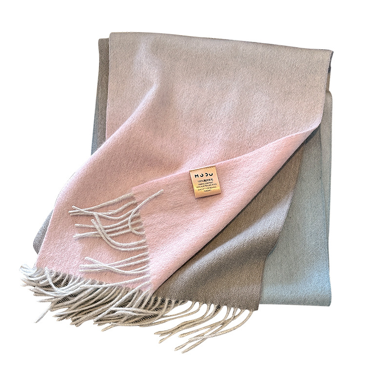 100% Pure Cashmere Scarf For Women Autumn Winter Albas Light Luxury Gradient Water Ripple Thermal Shawl Gift Item Picture