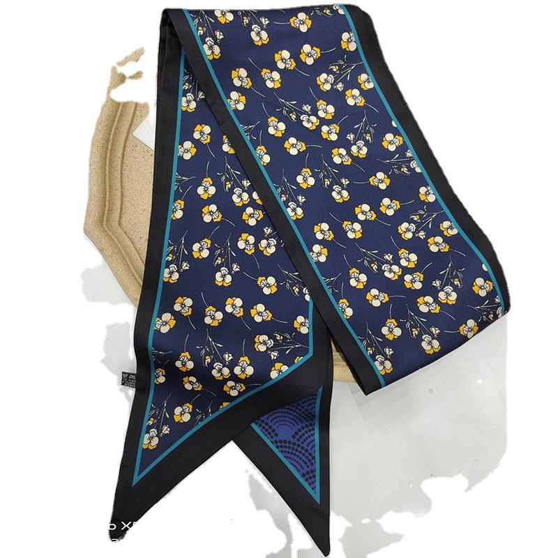 2022 New women's long and stylish silk scarf for all four seasons - a chic and fashionable neckerchief, headband, scarf tie bag, paired with a shirt Item Picture