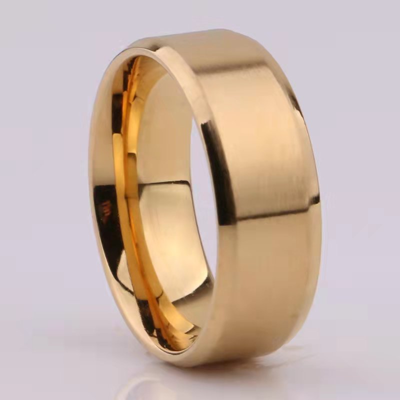 Cross-Border Explosive Jewelry Stainless Steel Double Bevelled Frosted Ring Men's Smooth Brushed Titanium Steel Ring Factory Wholesale Application Scenario