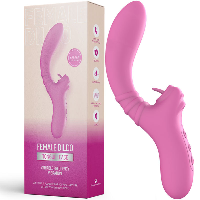 Foreign trade women's masturbation device, dual-purpose massage vibration stick, tongue vibration, licking sex and adult products details Picture