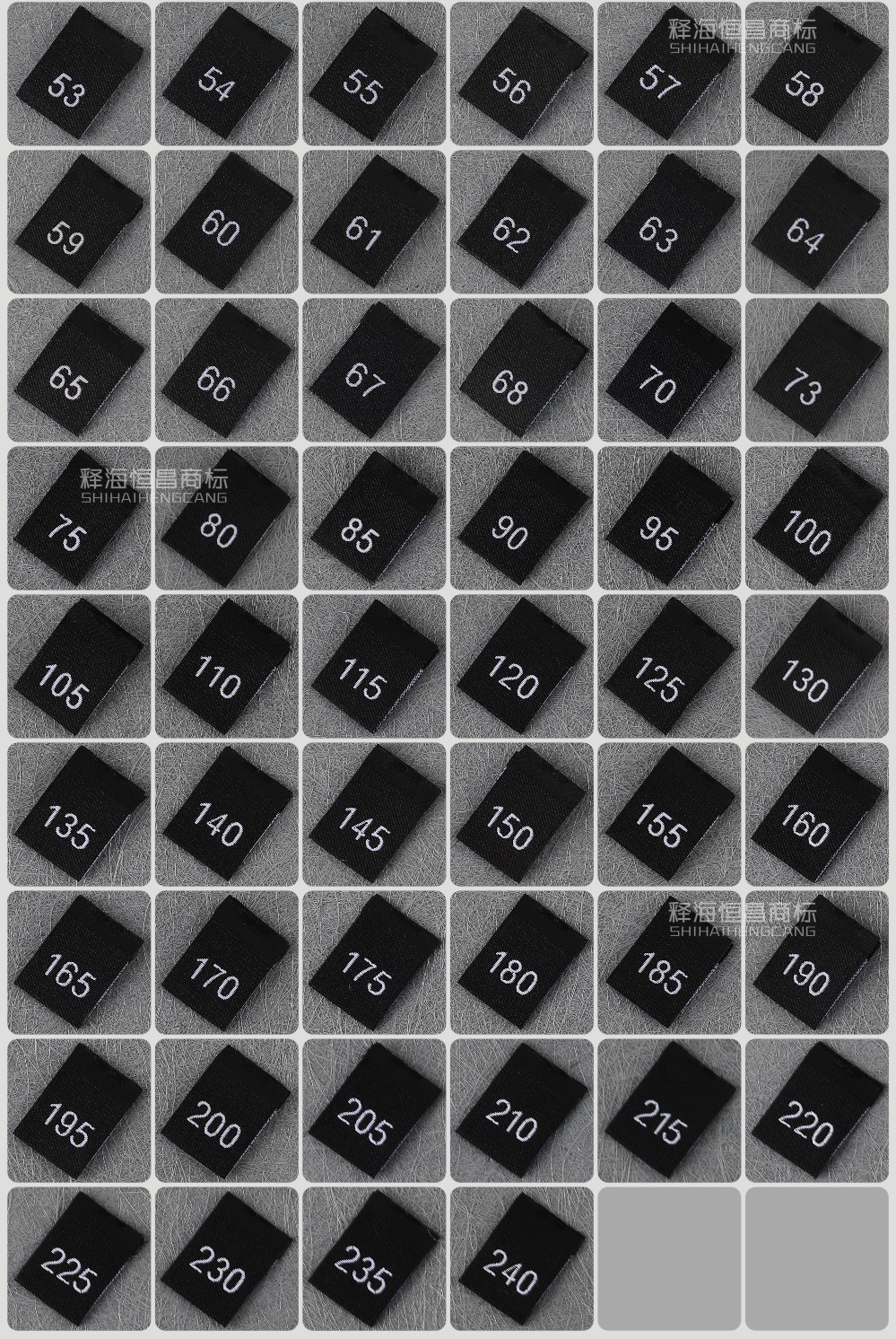 厂家织唛尺码标现货 高密对折字母数字号标 服装裙裤英文码唛定制详情20