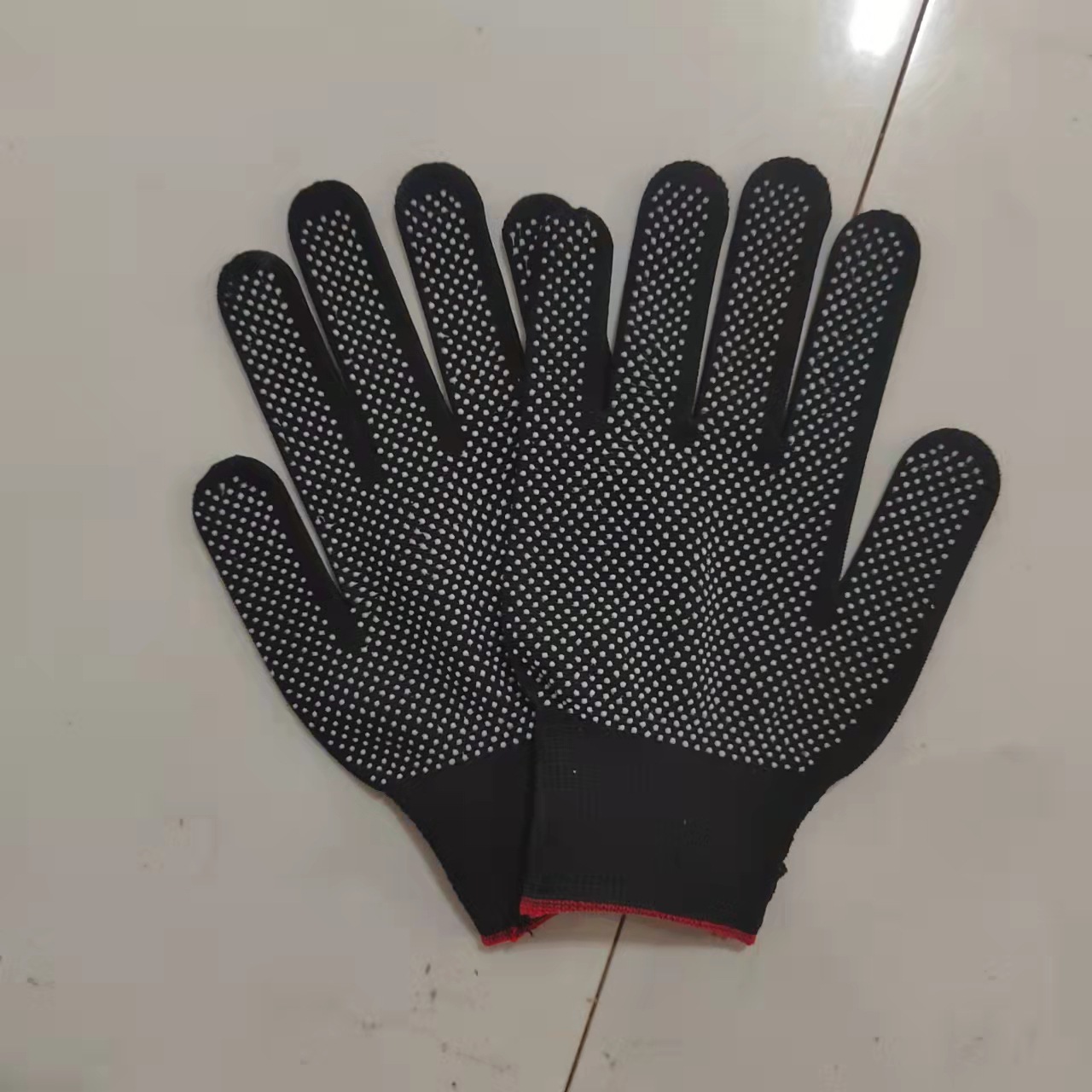 Breathable nylon gloves Adhesive gloves Bead gloves Drivers thin black wear resistant anti-slip protective gloves Specification drawing