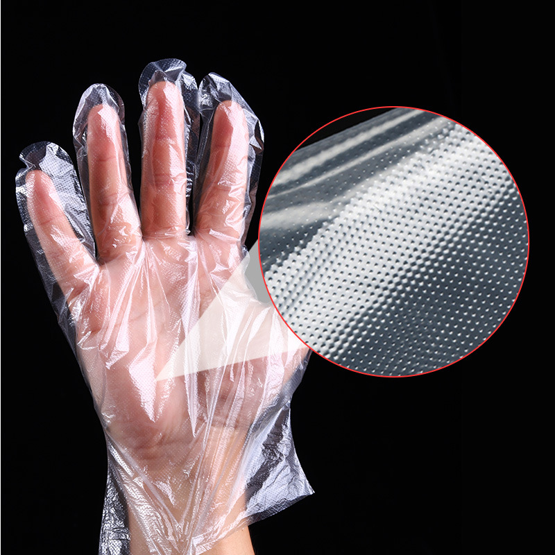 Thickened disposable gloves, food-grade wholesale. pe gloves for eating crayfish, barbecue and takeout. We support consignment of 100 pairs Specification image