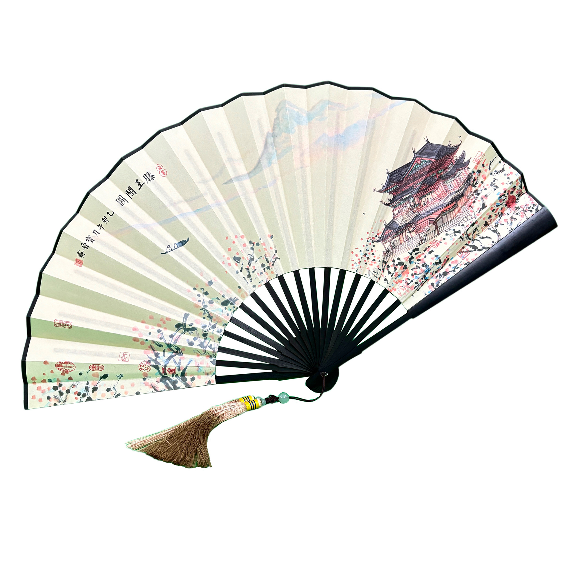 扇子/折叠扇/扇子女夏季中国风/风扇/纸质扇子白底实物图