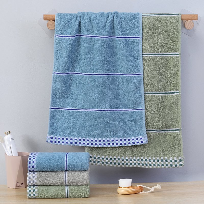 Wholesale of Thousand Bird Grid towels, thickened, soft and absorbent face towels, household out-of-stock all-cotton gift embroidered large towels Specification image