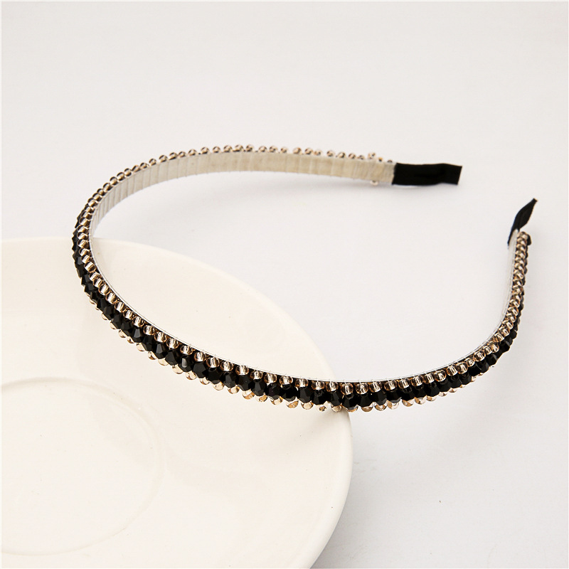 New Korean-style crystal rice bead woven fine hairband, fashionable and feminine beaded headband, anti-slip headwear, cross-border wholesale pic 10