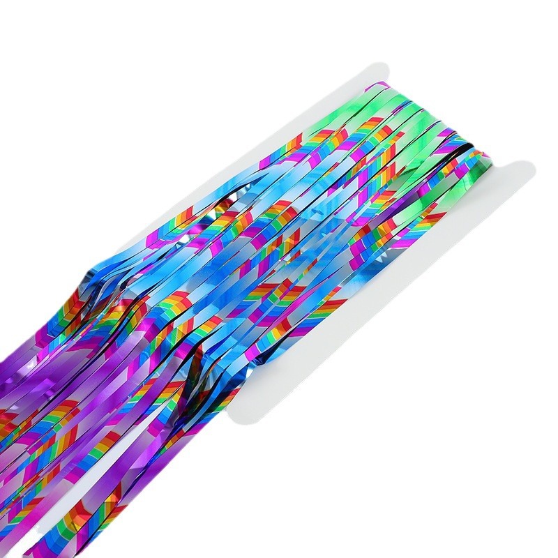 New bright and eco-friendly macaron-colored fringed gradient rain curtain for the background wall and corridor decoration of the wedding room party Item Picture