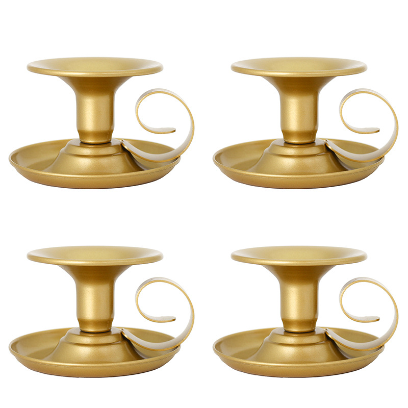 Cross-Border Simple Candlestick Retro Hand-Held Candle Cup Small Candle Container Base Metal Iron Painted Tea Cup