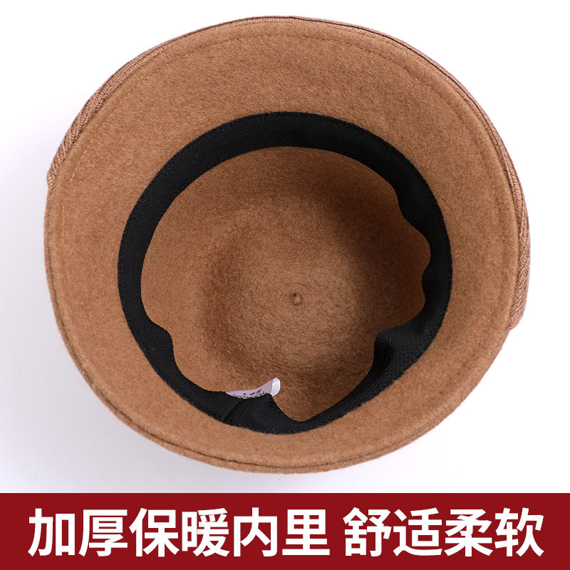 Wool Hat Women's Autumn-Winter Potted Hat Australian Wool French Vintage Elegant Small Top Hat Rolled Brimmed Fisherman Hat details Picture
