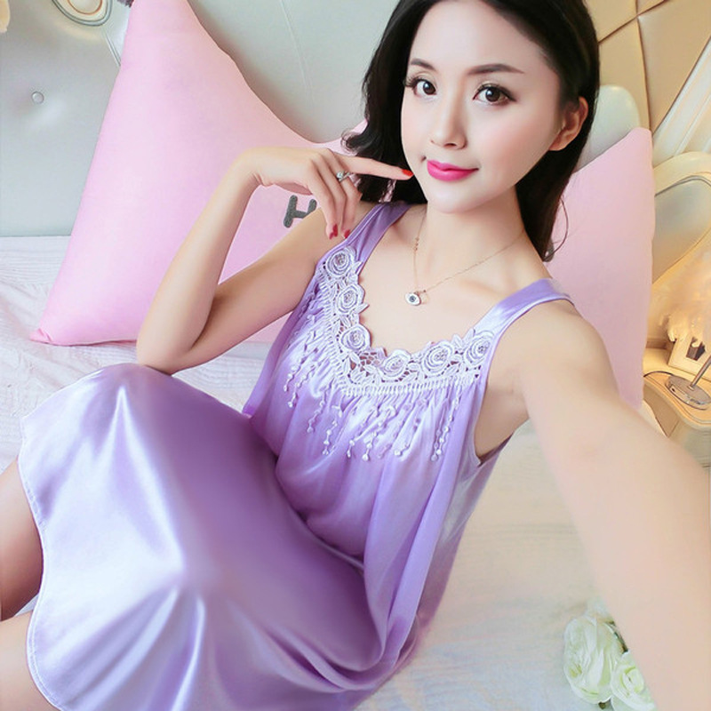 Cross-Border Foreign Trade Korean Version Of The New Large Size Ice Silk Halter Nightdress Women's Home Wear Pajamas Large Size Loose Thin Skirt Specification drawing