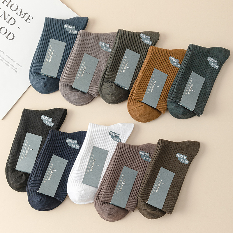 Xinjiang cotton double-needle autumn and winter pure cotton men's mid-calf winter thickened business men's long socks wholesale all cotton Specification image