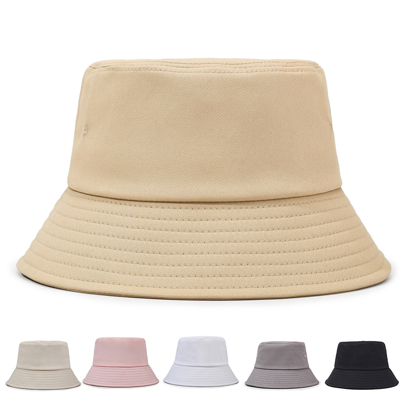 棉渔夫帽刺绣logo空白单面盆帽印字平顶太阳帽女印刷防晒大檐盆帽