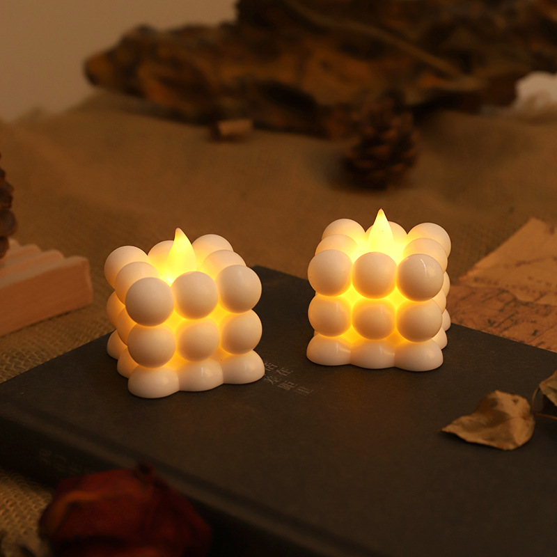 Vinyl Polka Dot Rubik's Cube Electronic Candle Decoration Photo Props To Simulate Led Candle Birthday Party details Picture