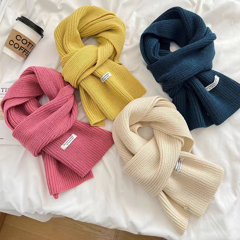 韩系绵羊毛针织毛线围巾女秋冬氛围感显白加厚保暖纯色围脖情侣款详情11