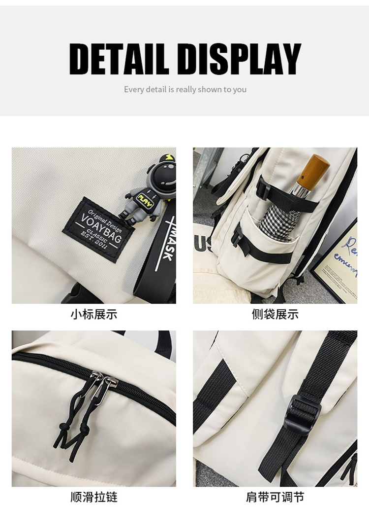 跨境双肩包简约女大学生百搭大容量电脑旅行背包女初中高中生书包详情20