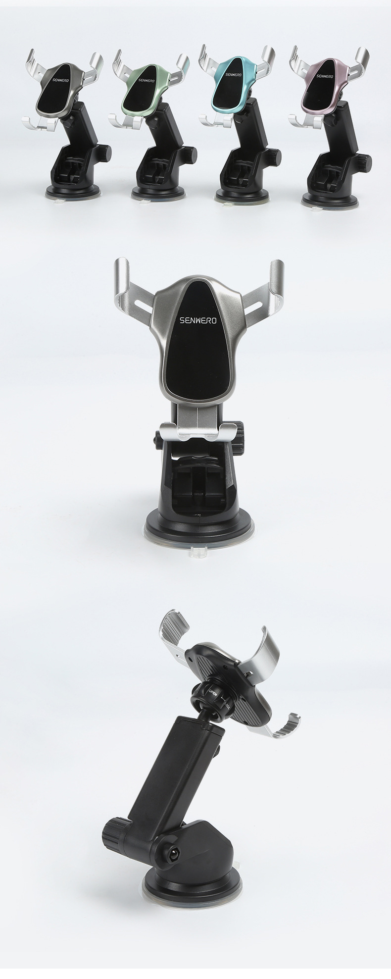 车载手机支架三角重力镜面支架出风口导航挂钩式固定汽车手机支架详情17