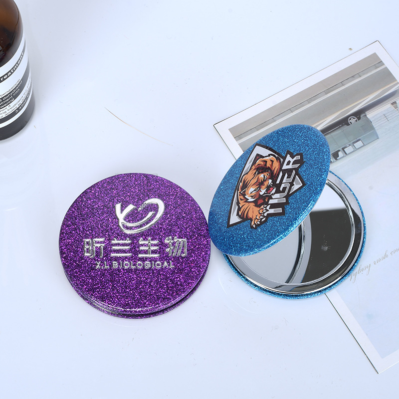 Customized creative portable mirror, double-sided three-dimensional folding portable round makeup mirror, customized pattern logo, factory direct sales Specification image