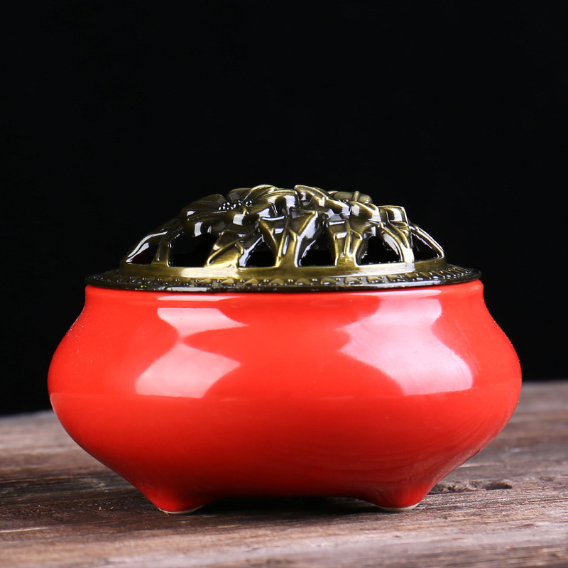 青瓷陶瓷香炉/佛具用品薰香/窑变小香薰炉细节图
