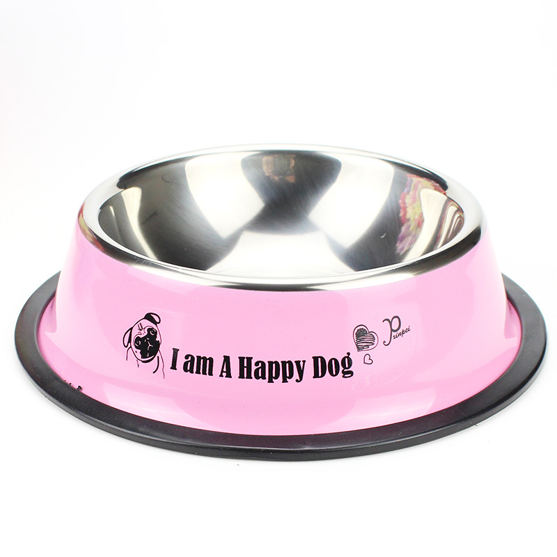 Wholesale of natural color stainless steel pet bowls, dog food bowls, baked paint printed anti-slip dog bowls, teddy dog supplies, stainless steel pet bowls, cat bowls, cat bowls, dog bowls, pet supplies and pet utensils Item Picture