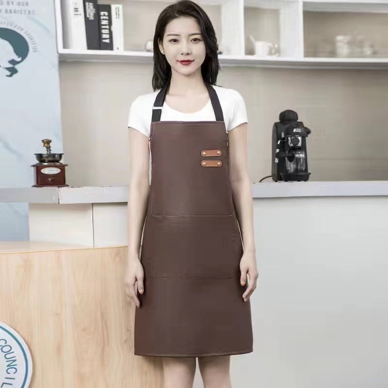 【LOVELY HOME】【 Chi Jia 】PU leather Adult waterproof and oil-proof apron for home kitchen cooking women Soft leather fashionable cover-up work clothes adjustable waistband Item Picture