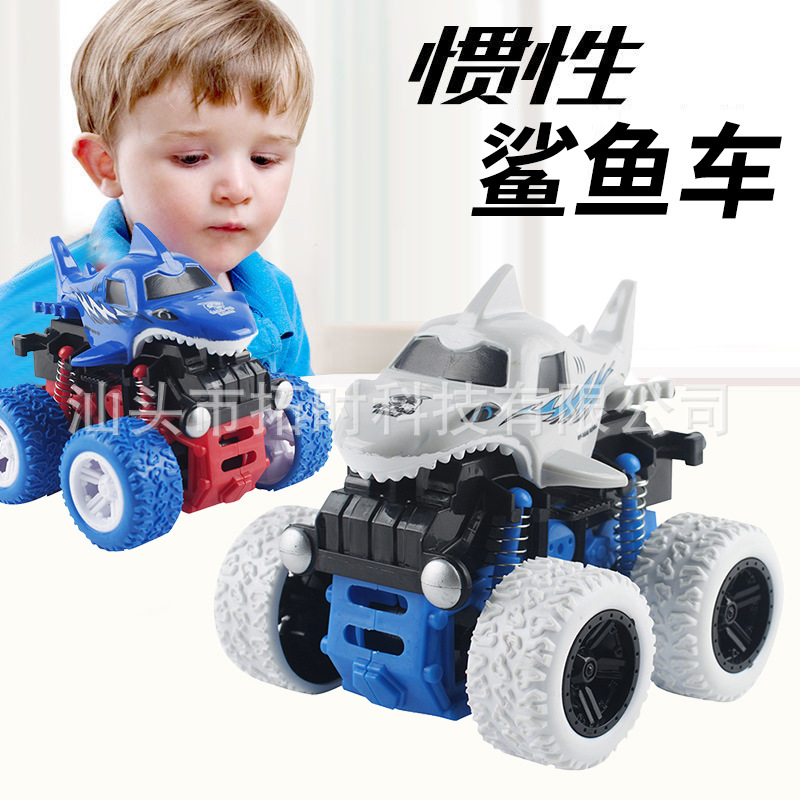Cross-border rolling stunt toy cars, inertial off-road vehicles, shark animal cars, four-wheel drive cars, street stall wholesale details Picture