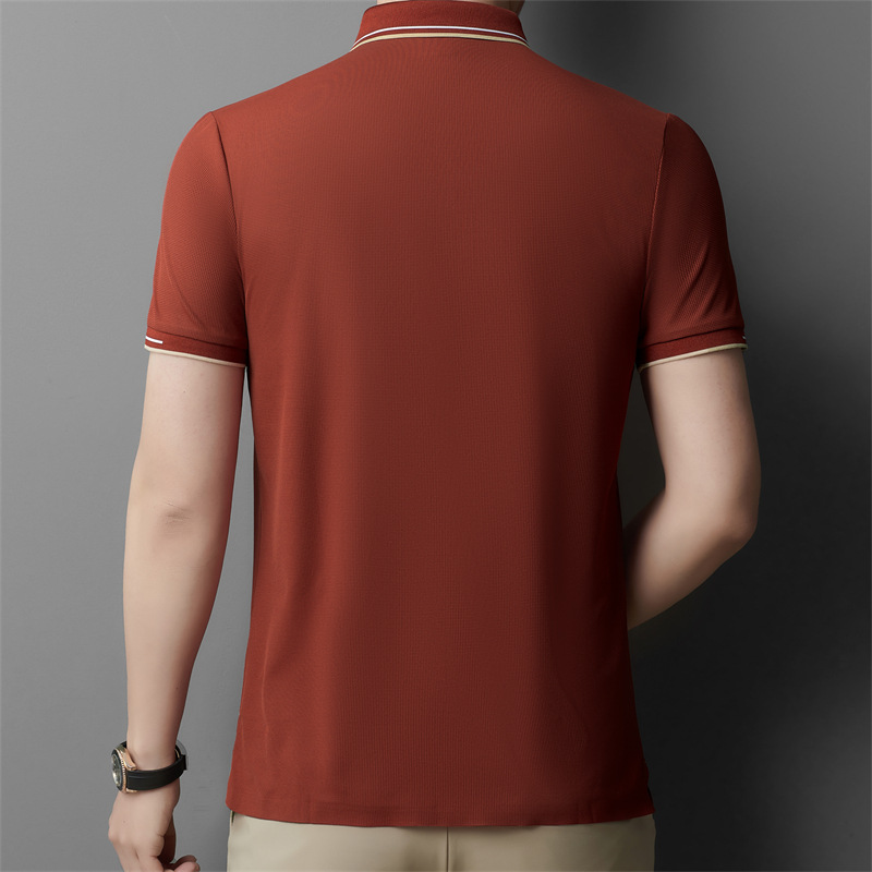 Casual business lapel top, summer short-sleeved POLO shirt, men's fitted top, skin-friendly and comfortable solid color T-shirt Application Scenario