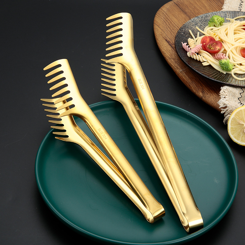 304 stainless steel pasta tongs, comb-shaped food tongs, Korean barbecue tongs, grilled steak tongs, barbecue tongs, buffet food tongs Application Scenario