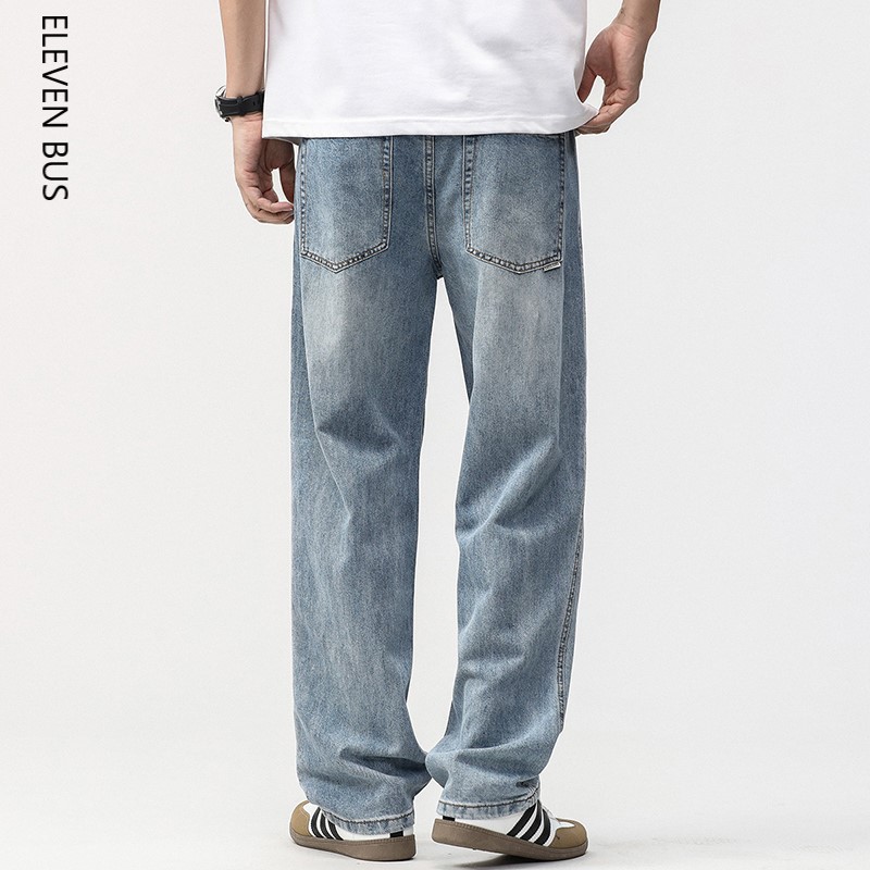 Summer thin Lyocell Tencel straight-leg jeans, a men's fashion brand American high street loose, drape wide-leg long pants Specification image