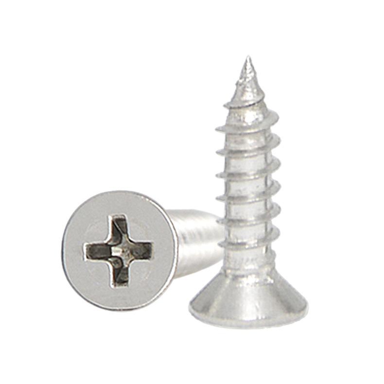 Nickel-plated screws, self-tapping screws, cross countersunk head pointed self-tapping wood screws, flat head small screws, M1.6, M2, M3, m4 details Picture