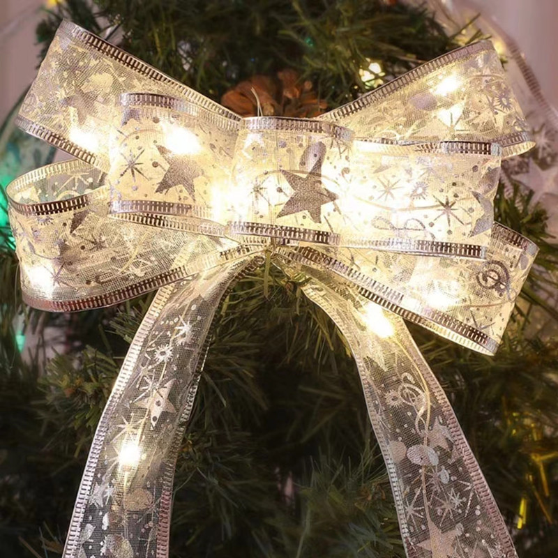 灯串圣诞树装饰灯丝带灯礼物盒装饰彩带闪灯串跨境圣诞绸缎LED灯详情图4