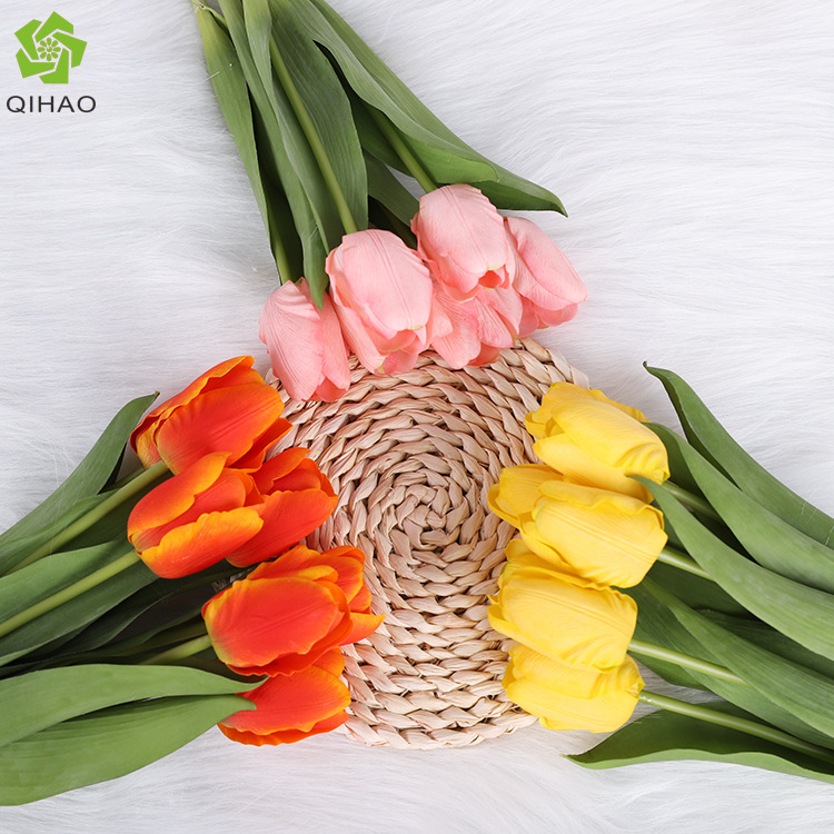 Finished Tulip Simulation Flower Wet Senior Wedding Decoration Fake Wedding Simulation Tulip Plastic Flower
