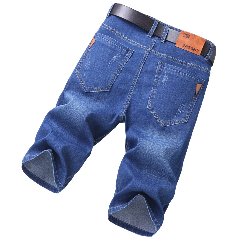 Denim shorts, men's straight-leg slimming summer thin 2021 new capri pants, trendy youth washable stretch men's pants Item Picture