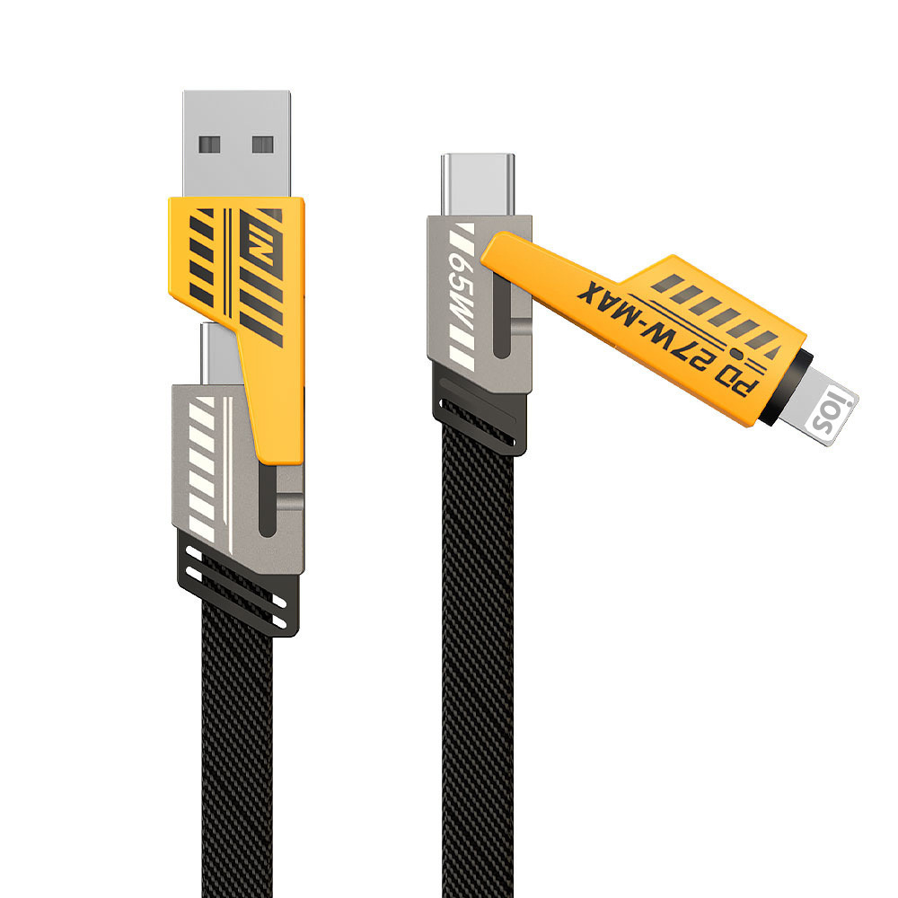 The new PD65W Mecha four-in-one pair Type-C fast charging data cable is suitable for wholesale of Huawei, Apple and Samsung Item Picture