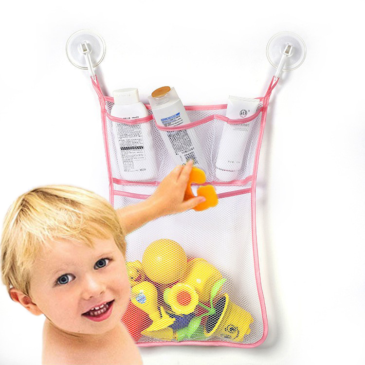 浴室吸盘挂袋儿童洗澡玩具收纳袋洗漱用品多功能多层家居收纳网袋详情图5