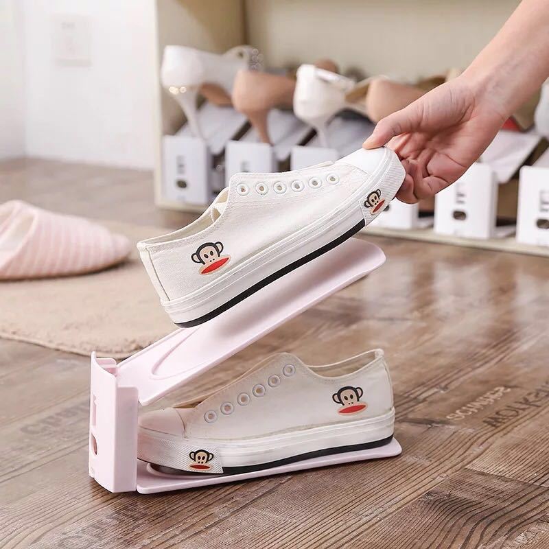 Three-Speed Adjustable Shoe Rack Double-Layer Shoe Rack Dormitory Slippers Household Shoe Cabinet Shoe Storage Rack Specification drawing