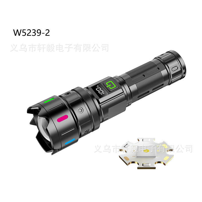 跨境新款白激光手电筒充电超亮大功率手电户外远射电量显示多功能详情12
