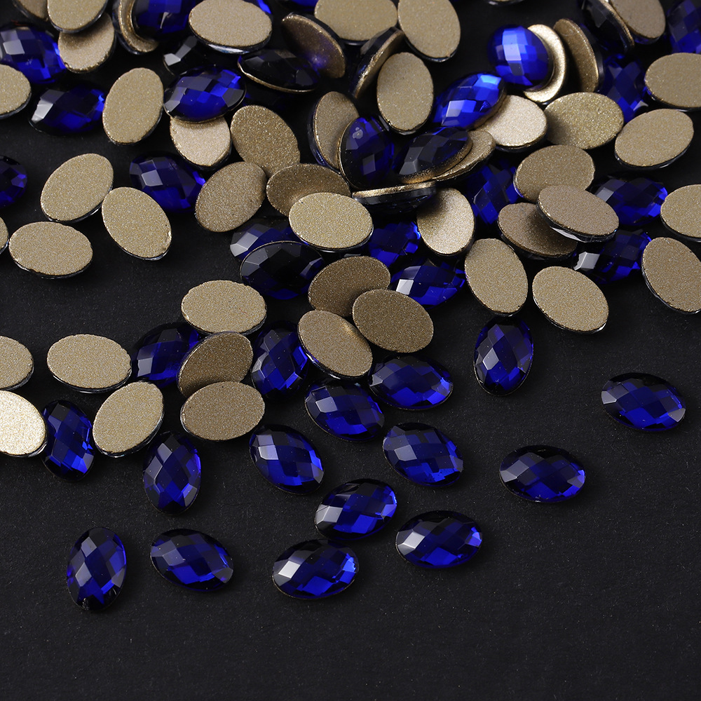 Off-The-Stock Plated Bottom Crystal Oval Nail Diamond Glass Multi-Cut Nail Flat Bottom Diamond Diy Hairpin Decorative Rhinestones details Picture