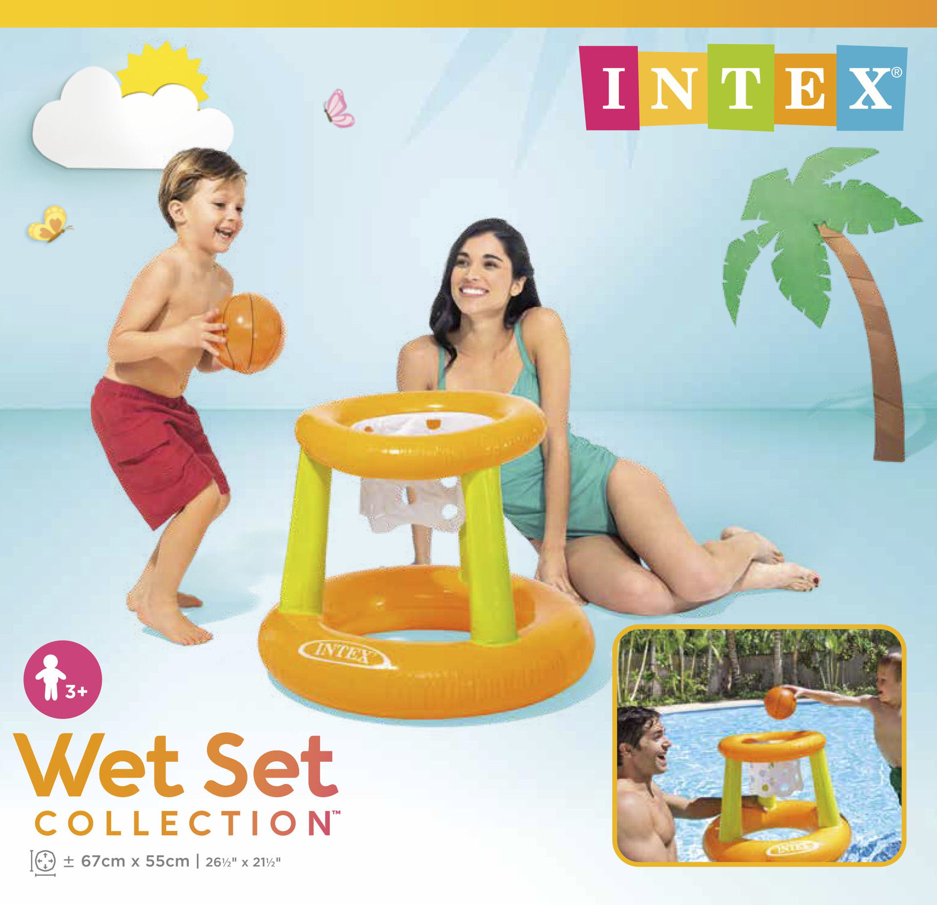 INTEX 58504 Children's Floating Game Inflatable Water Basketball Set Inflatable Water Play Toys for Water sports