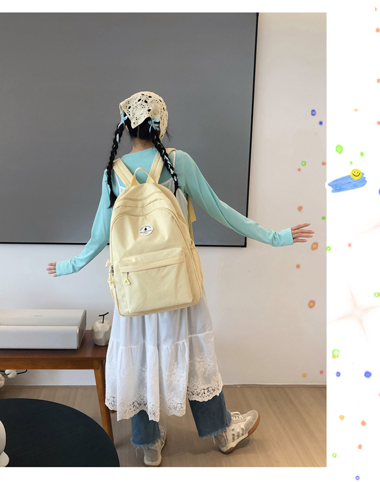 简约书包百搭女日系ins学生包初中高中双肩包大容量校园甜美背包详情39