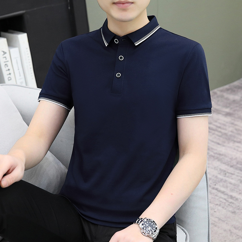 Douyin's best-selling in-stock POLO shirt for men, a new summer 2024 solid-color lapel casual and simple business short-sleeved T-shirt Specification image