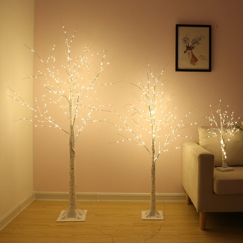 亚马逊圣诞新款白桦树灯 仿真树网红灯 新年彩灯 落地装饰灯