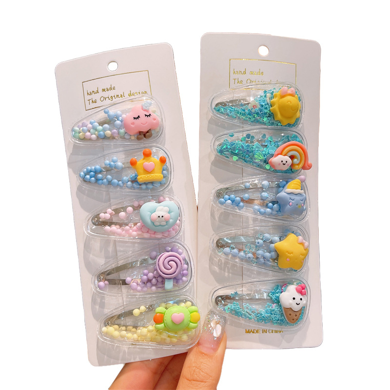 Children's Net Red Quicksand Hairpin Cute Baby Bangs Broken Hair Clip Girls Do Not Hurt Hair Headwear Little Girls Hair Accessories Item Picture