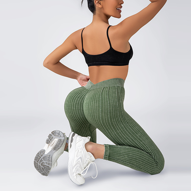European and American V-waist, sand-washed, peach-shaped buttocks, seamless yoga pants, fitness pants, running and outdoor sports long pants, tight pants for women Specification image