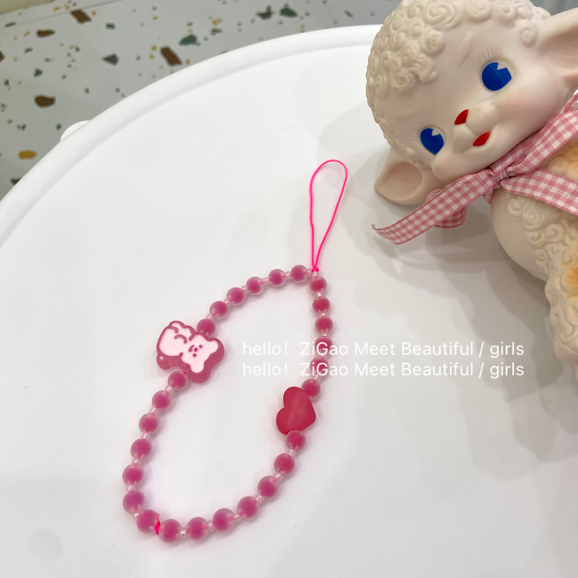 Sweet Bear Mobile Accessories Cute Girl Acrylic Beaded Jewelry Pendant Bracelet Love Mobile Phone Chain