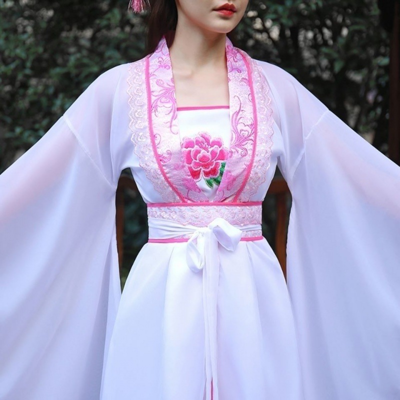 广袖汉服女学生古装长款超仙仙女裙舞蹈服表演服襦裙中国风连衣裙