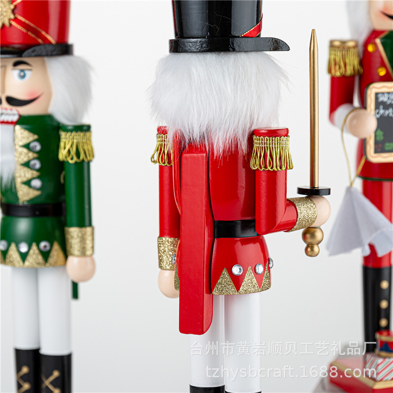 Sb58508 New 38Cm Classic Red Green Sword With Wooden Nutcracker Soldiers Christmas Scene Decoration Item Picture