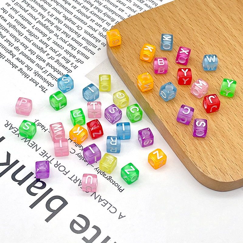 6mm acrylic square 26-letter bead diy jewelry accessories, educational bracelet beads in stock for wholesale details Picture